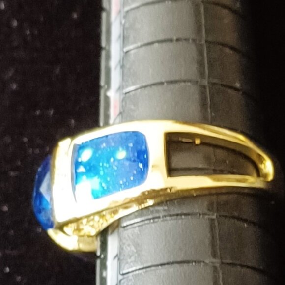 925 Sterling Silver Ring with Gold plating - Gorgeous !! - Picture 5 of 6